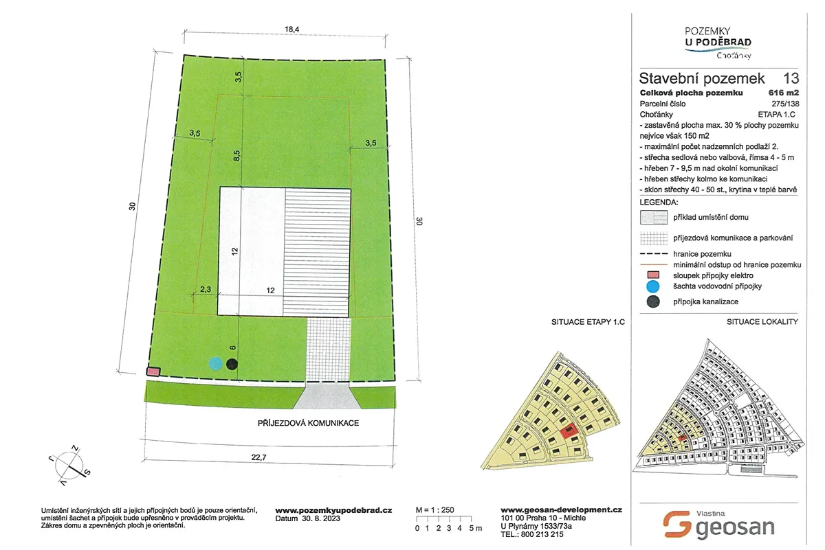 Prodej stavebního pozemku 616 m²